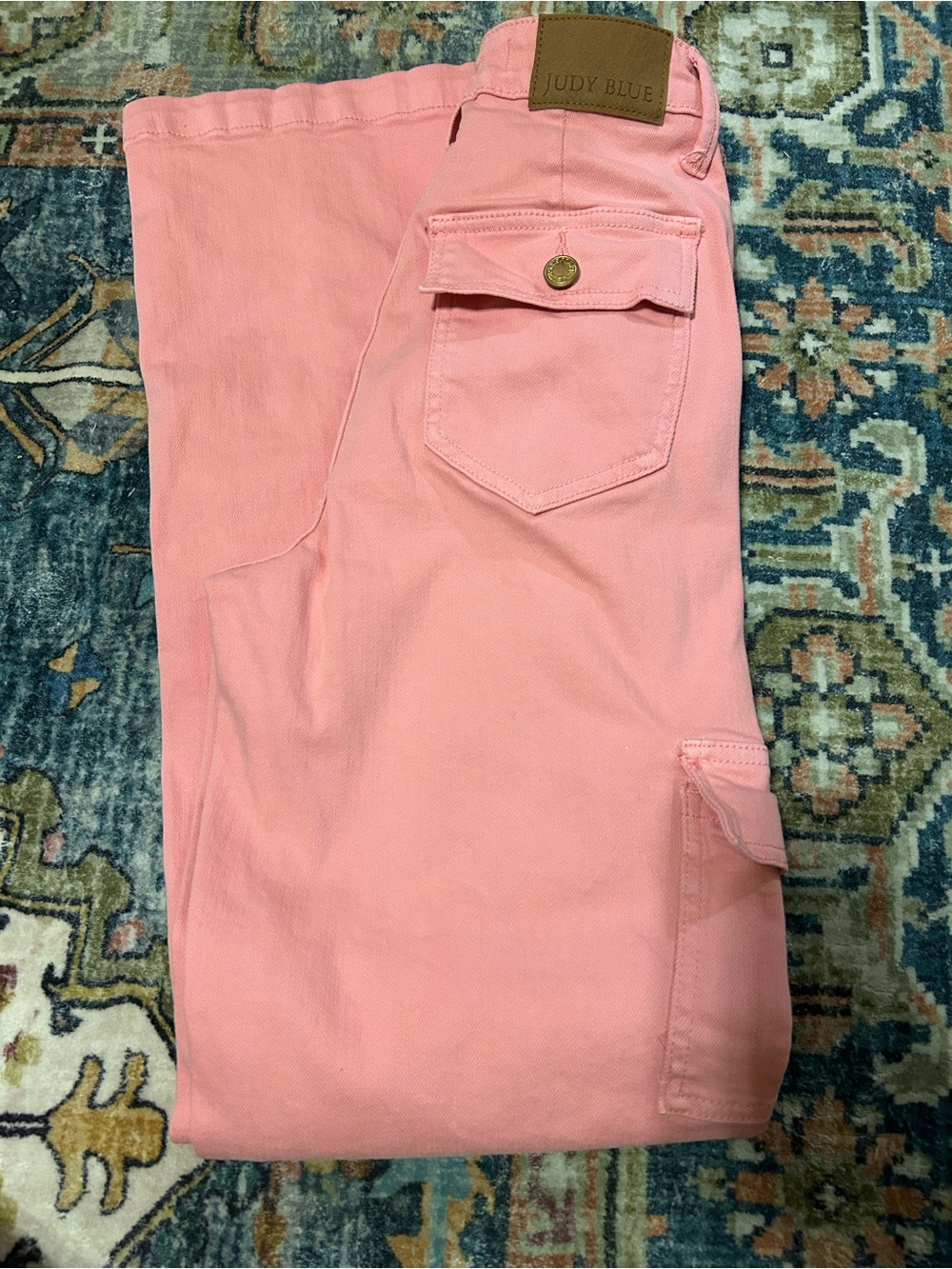 Judy Blue Pink Straight Leg Cargo Jeans